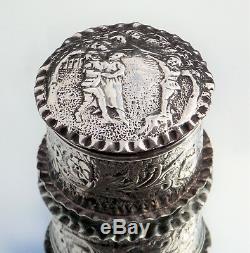 Superbe Victorian Daniel & John Wellby Coffret Snuff Pour Tablettes Pictorial Silver Silver