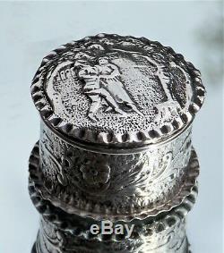 Superbe Victorian Daniel & John Wellby Coffret Snuff Pour Tablettes Pictorial Silver Silver