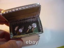 Superbe artisanat victorien en argent massif - Coffret à bagues 4 anneaux - 1906 - rare
