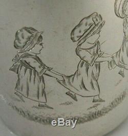 Tasse De Baptême Pour Enfant Victorienne Kate Greenaway En Argent Massif, 1881, Antique