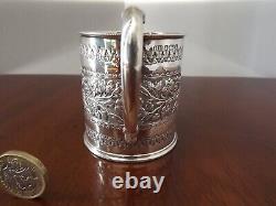 Tasse de baptême en argent massif sterling anglais de 1890, 105g