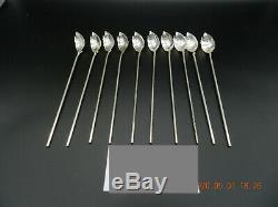 Tiffany & Co Argent Sterling Leaf Mint Julep Iced Tea Paille Spoons 10 Disponible