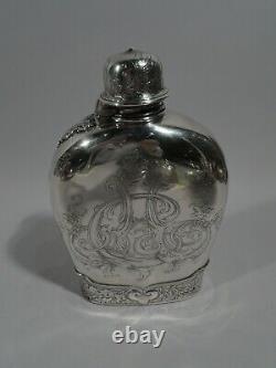 Tiffany Flask 10035 Antique Classique Lutteurs Américaine En Argent Sterling