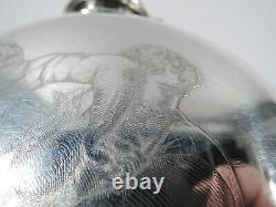 Tiffany Flask 10035 Antique Classique Lutteurs Américaine En Argent Sterling