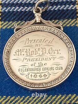 Une Superbe Médaille D'argent Sterling'helensburgh Club De Curling 1869, Pierre De Curling