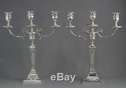Une Très Belle Paire De Trois Silver Light Victorienne Candelabra Sheffield 1898