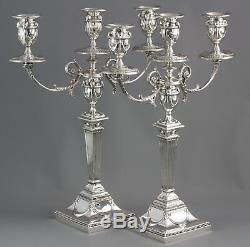 Une Très Belle Paire De Trois Silver Light Victorienne Candelabra Sheffield 1898