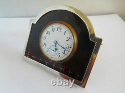 Very Nice Antique Anglais Sterling Silver Monted Clock
