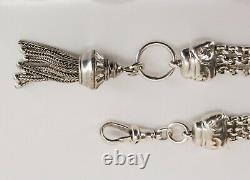 Victorian Antique Silver Albertina Pocket Watch Chain Avec Glandl. Nice1 (nice1)