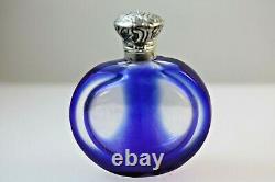 Victorian Bottle Blue Colour Glass Superposition Parfum Parfum Bouteille Silver Top