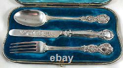 Victorian Boxed Silver Christening Set Aldwinckle Londres 1898 Fzx