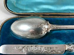 Victorian Boxed Silver Christening Set Aldwinckle Londres 1898 Fzx