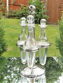 Victorian De Rare Superb Edward Ker Reid Solide Solide Glass Bottle Cruet & Stand