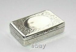 Victorian George Unite Solid Silver Sterling Snuff Box, Boîte À Tabac B'ham 1894