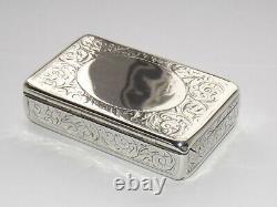 Victorian George Unite Solid Silver Sterling Snuff Box, Boîte À Tabac B'ham 1894