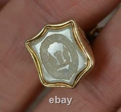 Victorian Gold Fill Chalcedony Agate Family Crest Intaglio Watch Key Fob T0720
