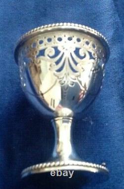 Victorian Hallmarked Solid Silver 6 Egg Cup Cruet & Spoons Par Barnard & Son 1872