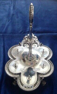 Victorian Hallmarked Solid Silver 6 Egg Cup Cruet & Spoons Par Barnard & Son 1872