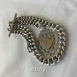 Victorian Hm Solid Silver Antique Single Gradued Albert Watch Chain/medal 1900