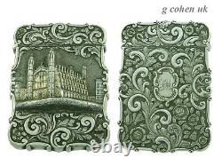 Victorian Silver Castle Top Card Case Kings' College 1847