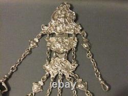 Victorian Silver Chatelaine Birmingham 1890. Marque Du Fabricant Mr. Six Pièces Jointes