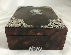 Victorian Silver & Faux Tortoiseshell Jewellery Box Cornelius Chester 1894 Aezx