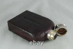 Victorian Silver & Leather Hip Flask Thomas Johnson II Londres 1879 Azx