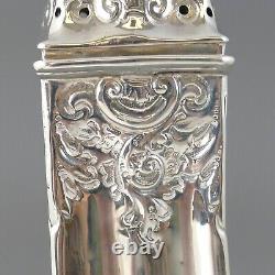 Victorian Silver Sterling Sifter De Sucre Grand, Lourd Embossé Exemple 23