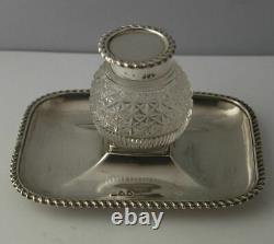 Victorian Solid Silver Desk Stand Inkwell Londres 1895