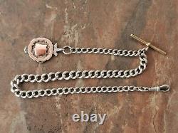 Victorian Solid Sterling Silver Albert Pocket Watch Chain & Fob 47,5 Grammes