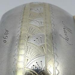 Victorian Sterling Silver Gold Laver Gravé Dur Pièce Purse 117gr Macy 1890