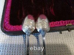 Victorian Sterling Silver Set 6 Shell Finial Photo Retour Coffee Spoons & Tongs
