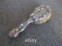 Victorian Unger Brothers Sterling Silver Hair Brush Art Nouveau Lady-no Monogram