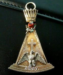 Victorienne Maçonnique (1875) Argent Massif Gilt Rose Croix Collier Jewel Par Toye & Co