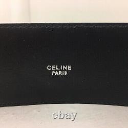 Vintage Celine Toggle Ceinture Taille Femme 80 Cuir Large Noir Argent